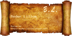 Beder Liliom névjegykártya